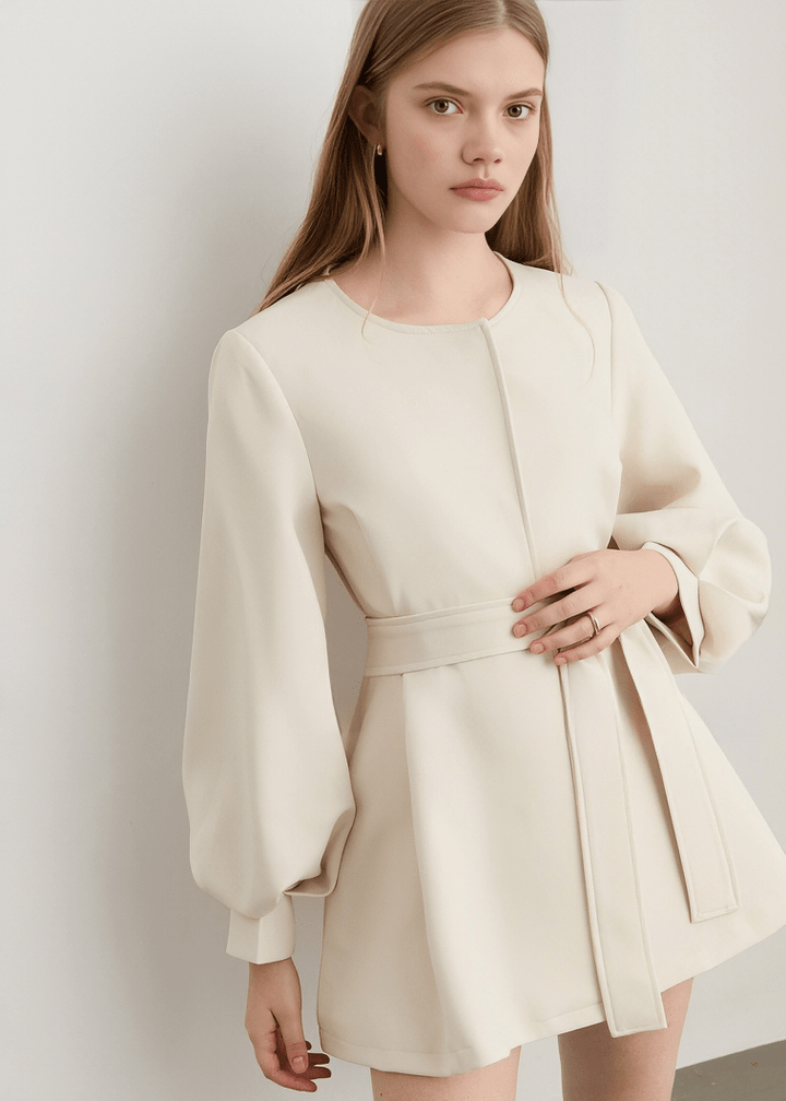 BALLOON SLEEVE BUTTON - UP DRESS - ANLEM