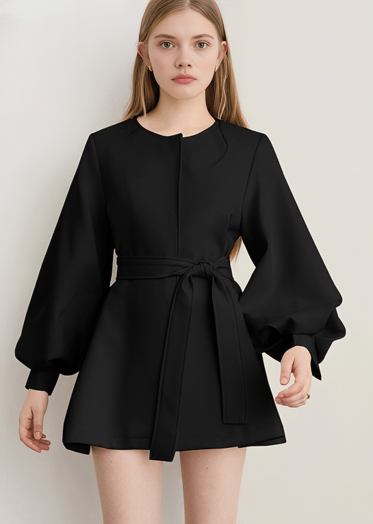BALLOON SLEEVE BUTTON - UP DRESS - ANLEM