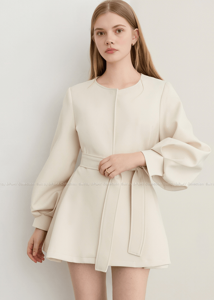 BALLOON SLEEVE BUTTON - UP DRESS - ANLEM