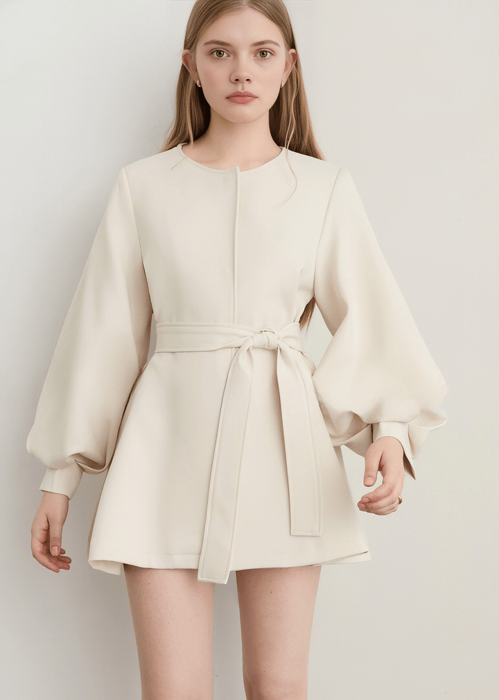 BALLOON SLEEVE BUTTON - UP DRESS - ANLEM