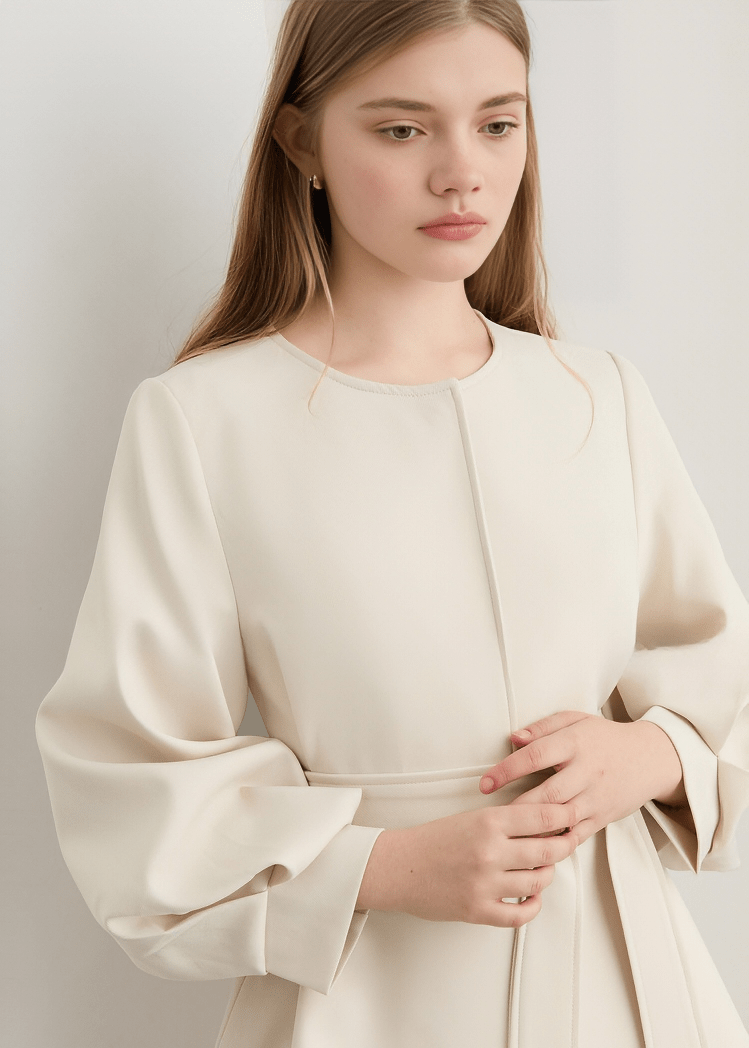 BALLOON SLEEVE BUTTON - UP DRESS - ANLEM