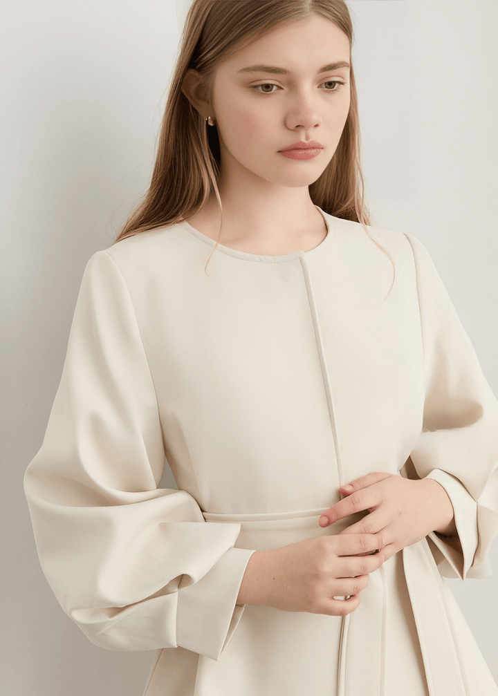 BALLOON SLEEVE BUTTON - UP DRESS - ANLEM