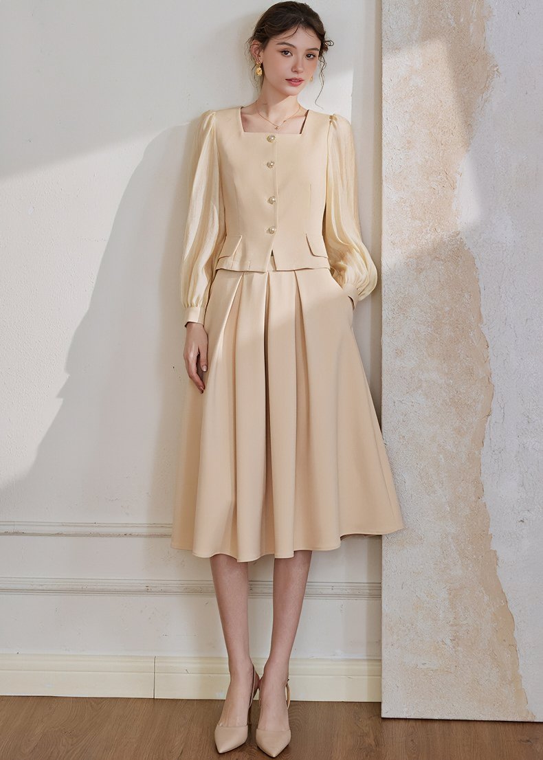 BALLOON SLEEVE JACKET & SKIRT - ANLEM