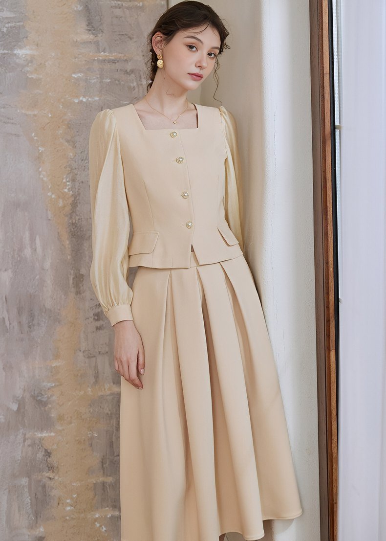 BALLOON SLEEVE JACKET & SKIRT - ANLEM