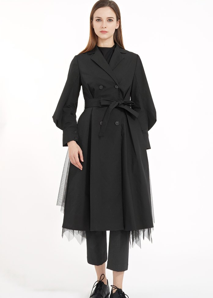 BALLOON SLEEVE LONG TRENCH COAT - ANLEM