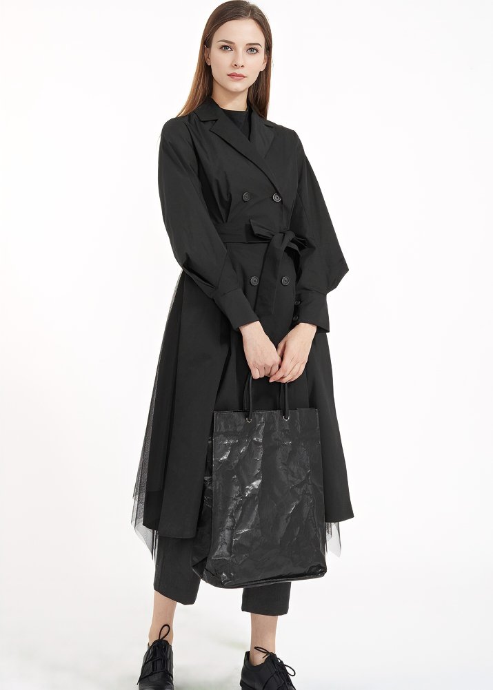 BALLOON SLEEVE LONG TRENCH COAT - ANLEM