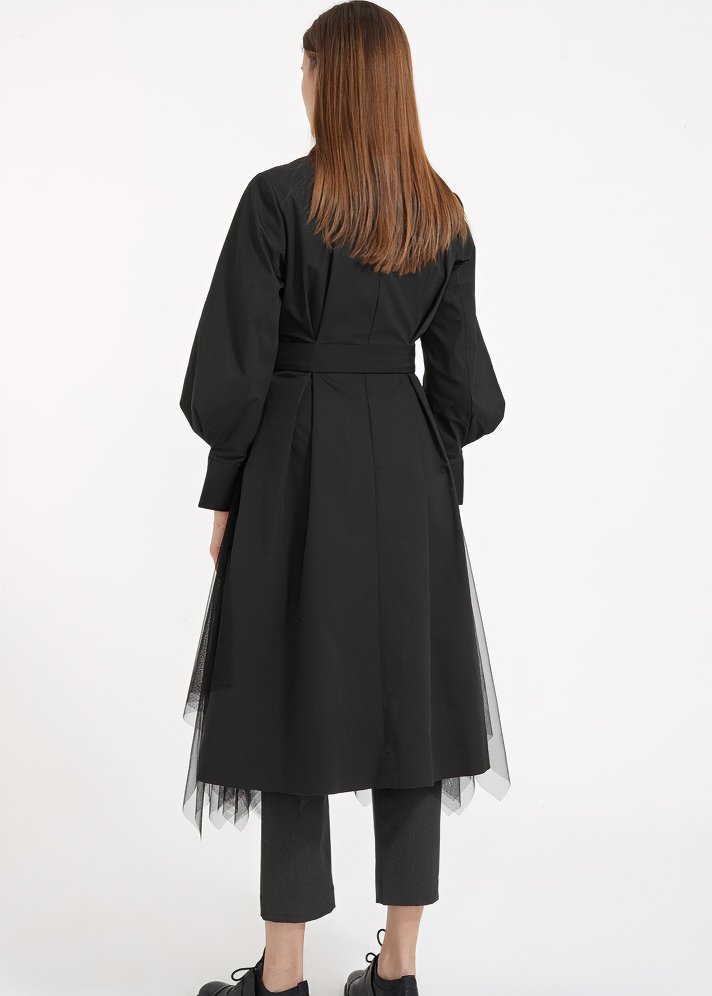 BALLOON SLEEVE LONG TRENCH COAT - ANLEM