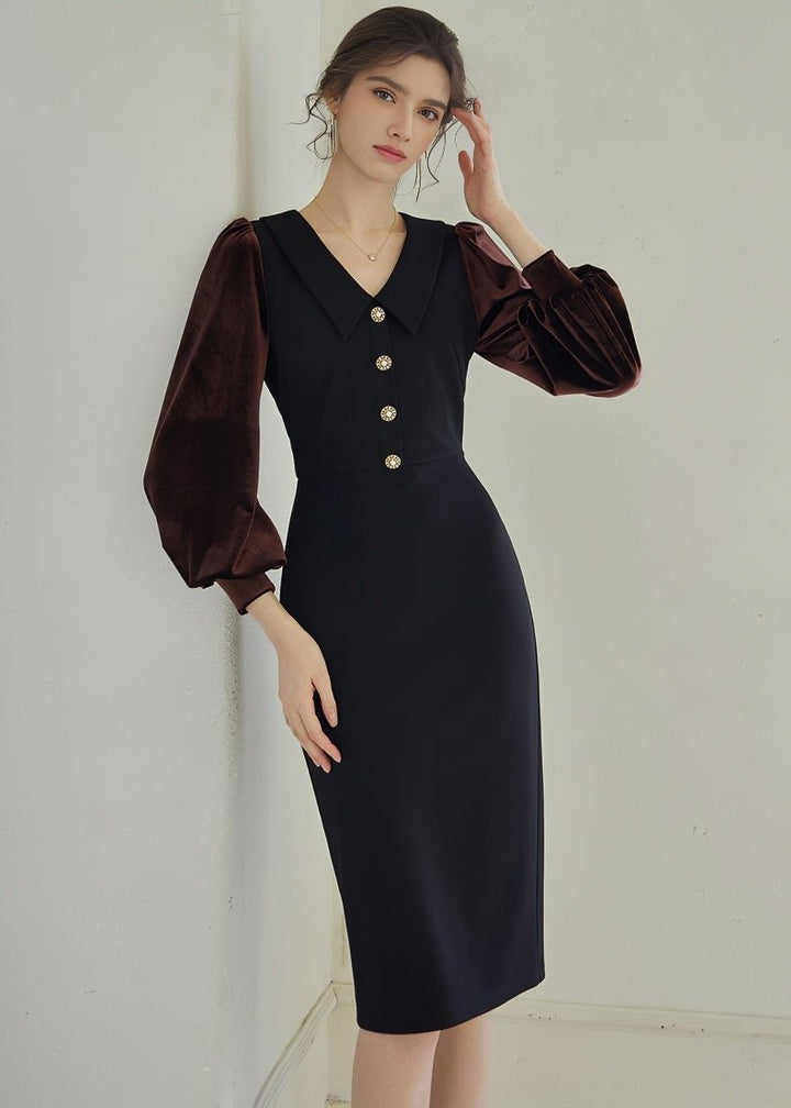 BALLOON SLEEVE SLIM DRESS - ANLEM