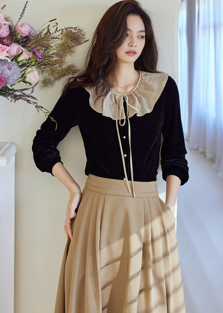 BEIGE PLEATED MIDI SKIRT - ANLEM