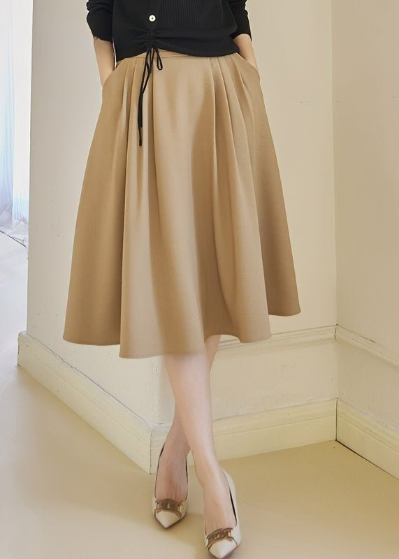 BEIGE PLEATED MIDI SKIRT - ANLEM