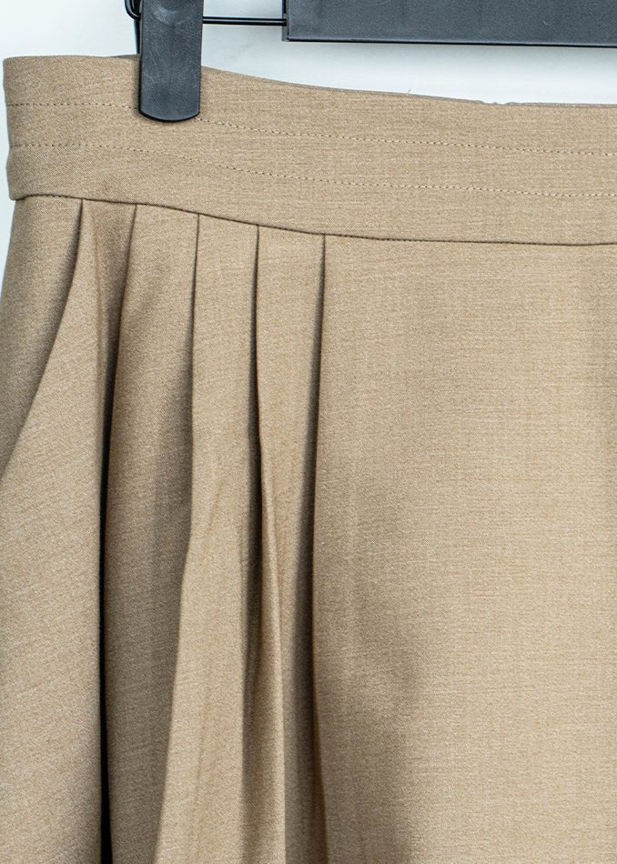 BEIGE PLEATED MIDI SKIRT - ANLEM