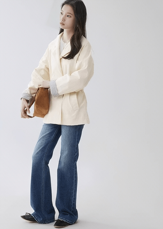 BELTED STAND COLLAR JACKET - ANLEM