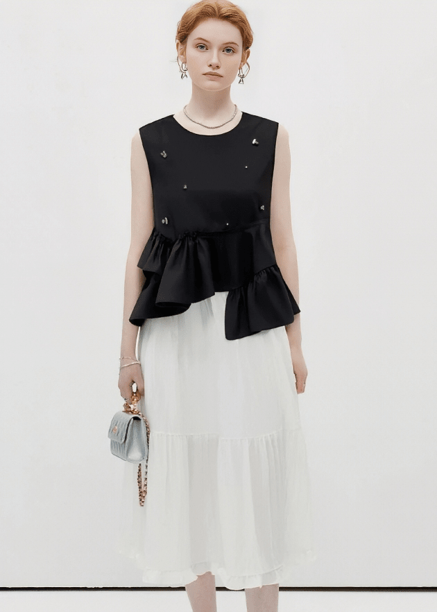 BIJOU EMBELLISHED RUFFLE TOP - ANLEM