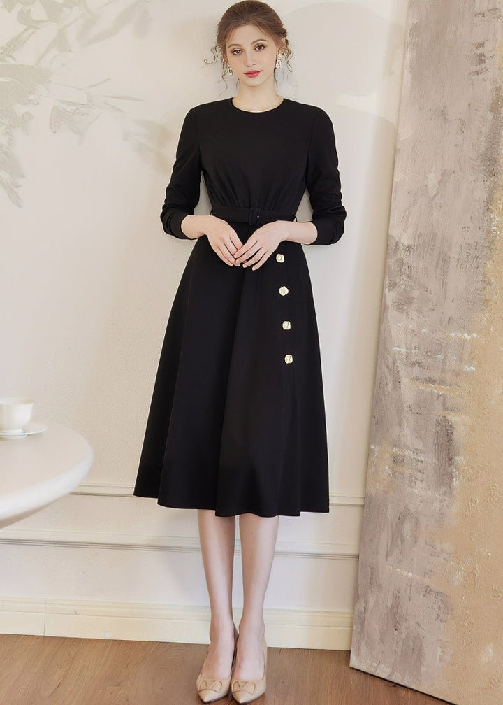 BLACK KNIT SLIM DRESS - ANLEM