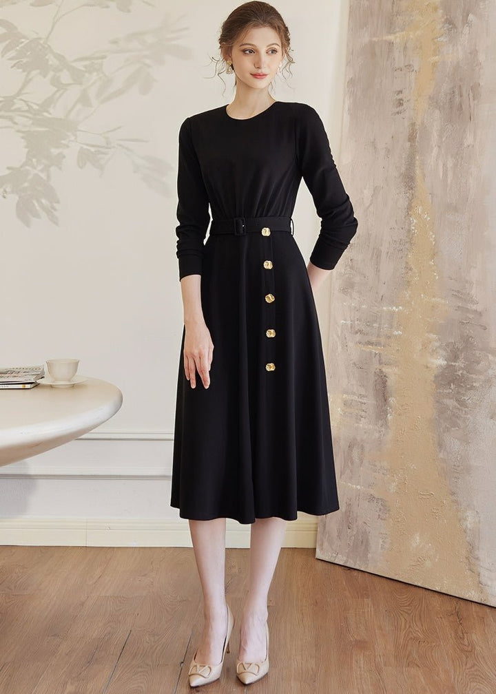 BLACK KNIT SLIM DRESS - ANLEM