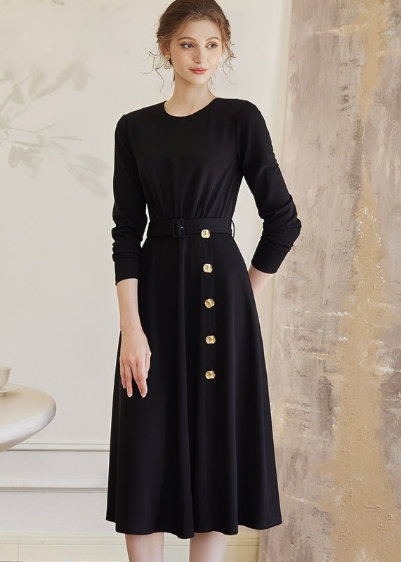 BLACK KNIT SLIM DRESS - ANLEM