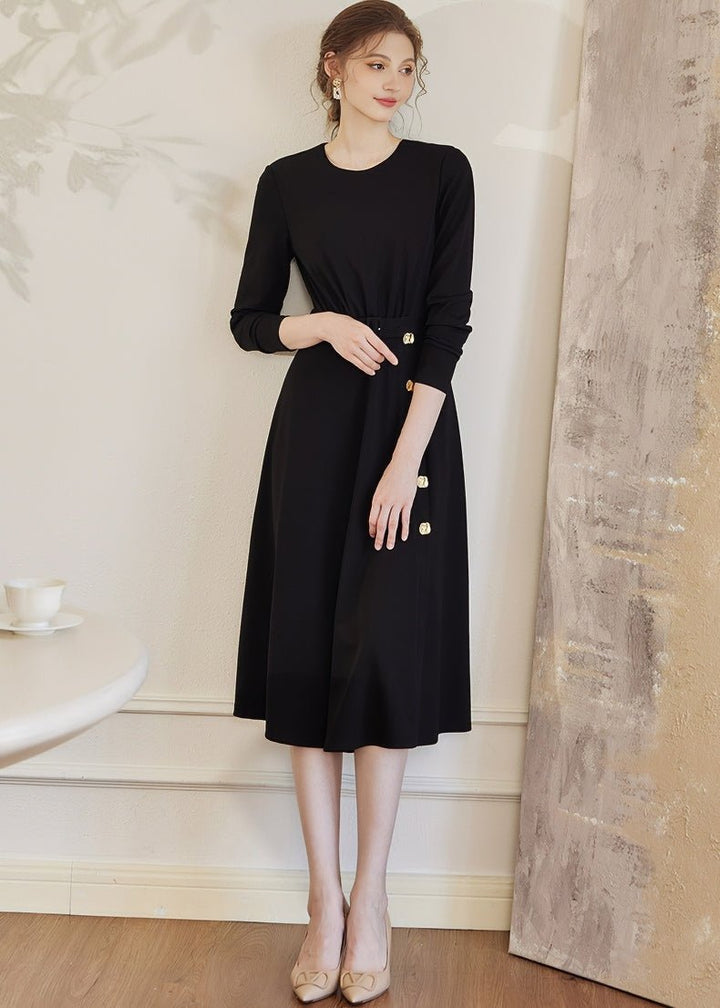 BLACK KNIT SLIM DRESS - ANLEM