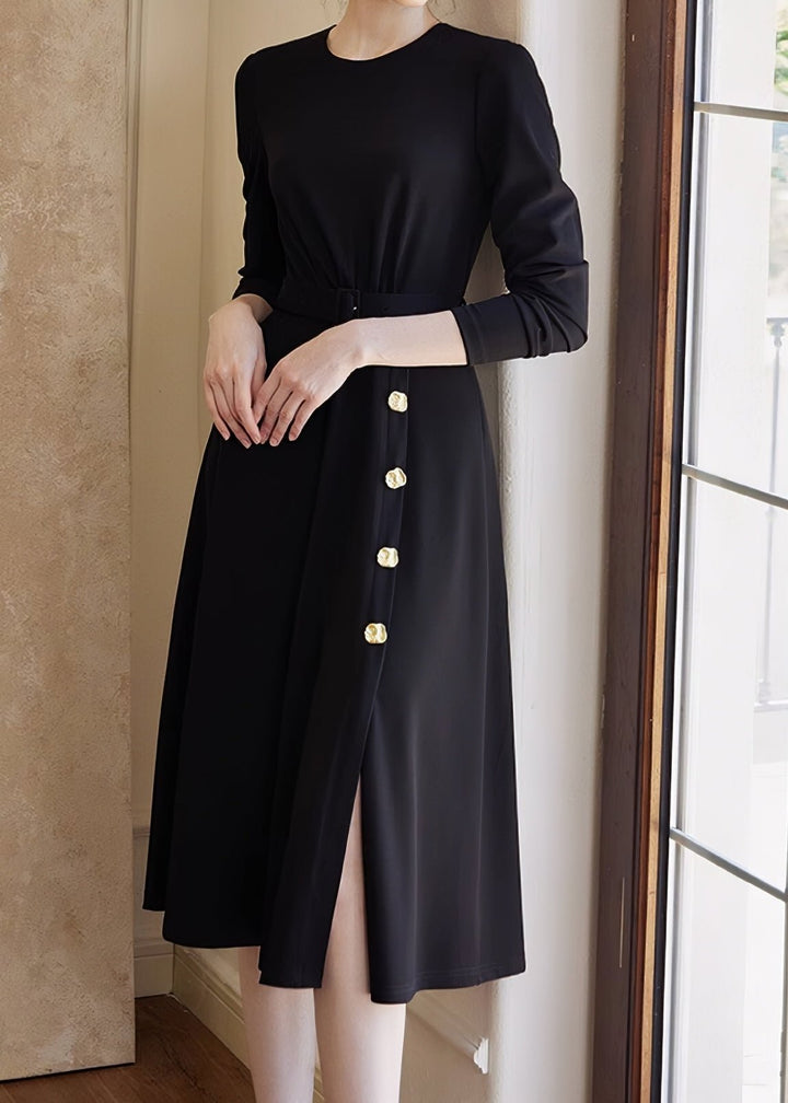 BLACK KNIT SLIM DRESS - ANLEM