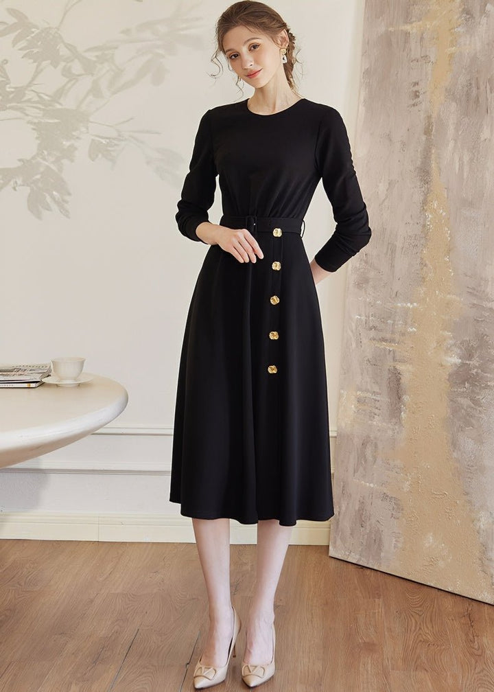 BLACK KNIT SLIM DRESS - ANLEM