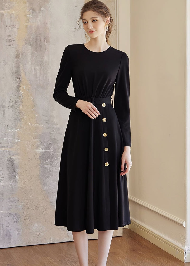 BLACK KNIT SLIM DRESS - ANLEM