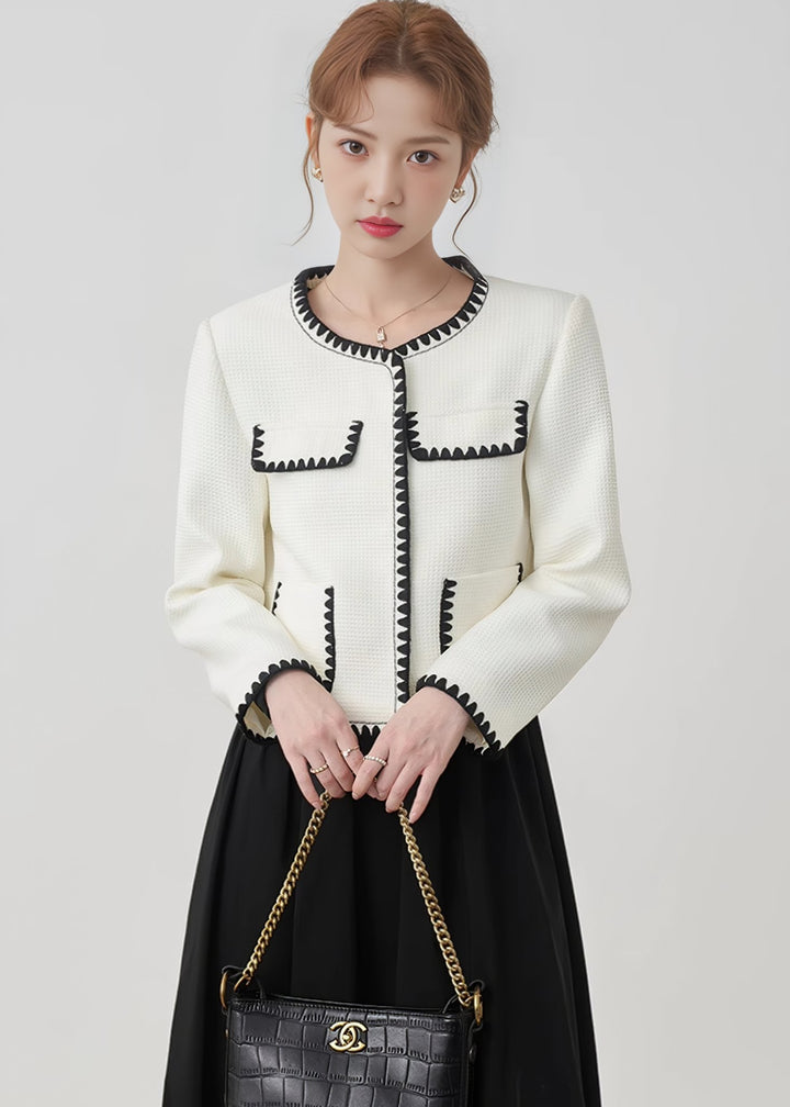 BLACK STITCH SHORT JACKET - ANLEM