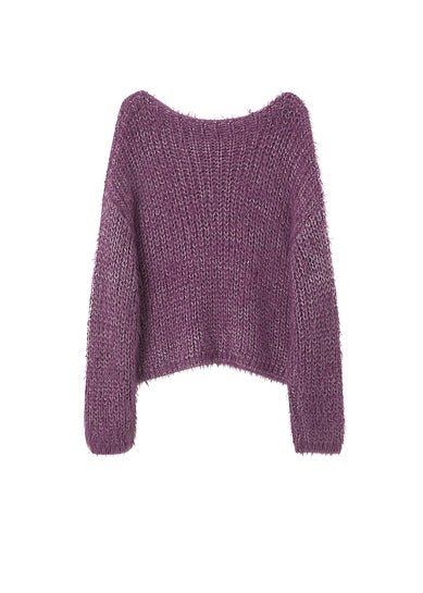 BOAT NECK LOOSE PURPLE KNIT - ANLEM