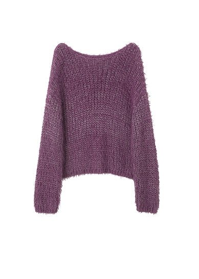 BOAT NECK LOOSE PURPLE KNIT - ANLEM