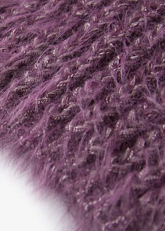 BOAT NECK LOOSE PURPLE KNIT - ANLEM