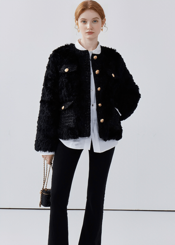 BOUCLÉ GOLD BUTTON JACKET - ANLEM