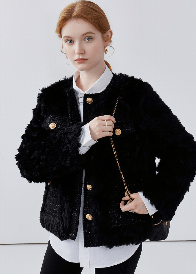 BOUCLÉ GOLD BUTTON JACKET - ANLEM