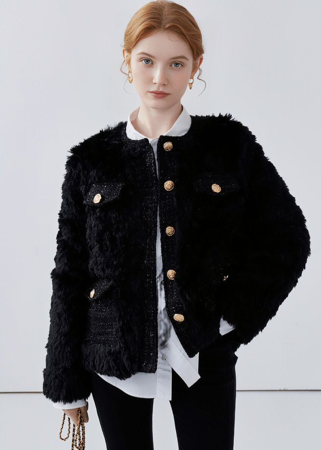 BOUCLÉ GOLD BUTTON JACKET - ANLEM