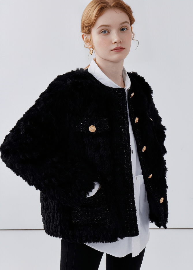 BOUCLÉ GOLD BUTTON JACKET - ANLEM