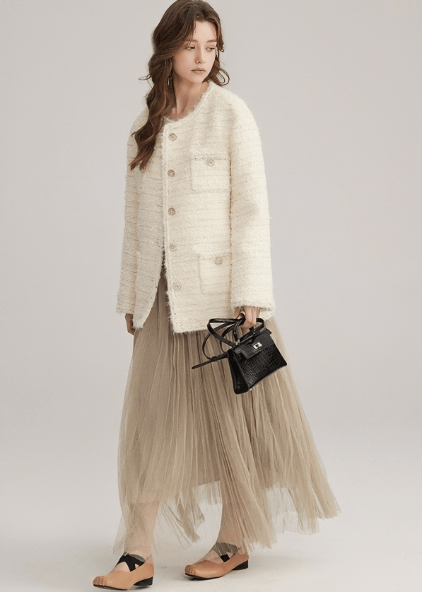 BOUCLÉ TWEED CROP JACKET - ANLEM