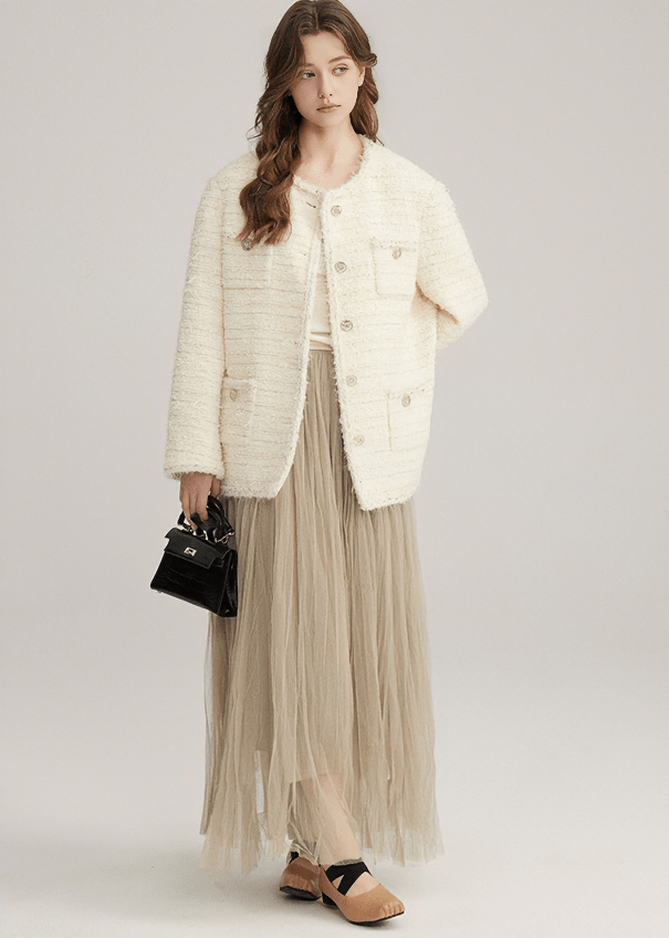 BOUCLÉ TWEED CROP JACKET - ANLEM