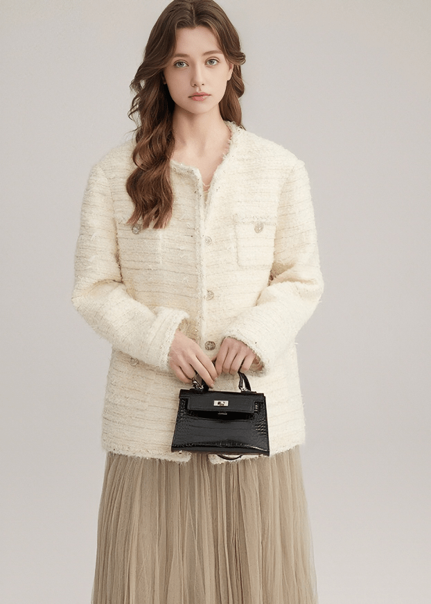 BOUCLÉ TWEED CROP JACKET - ANLEM