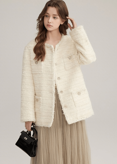BOUCLÉ TWEED CROP JACKET - ANLEM