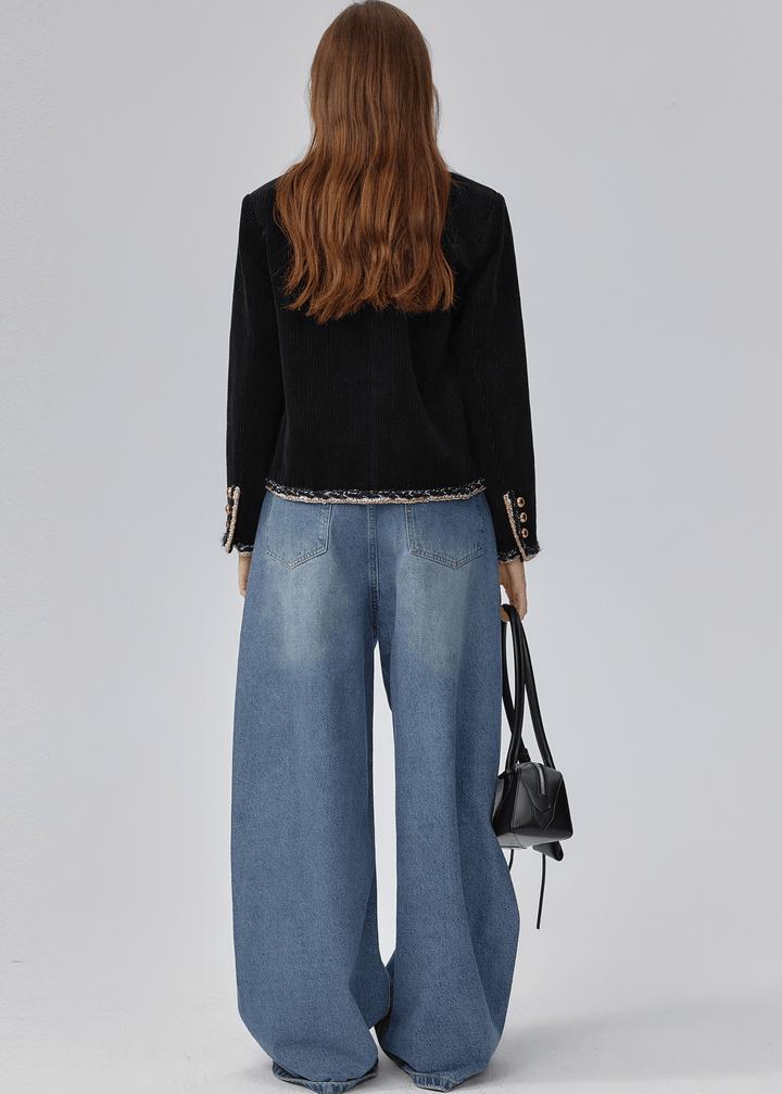 BRAIDED TRIM CORDUROY JACKET - ANLEM
