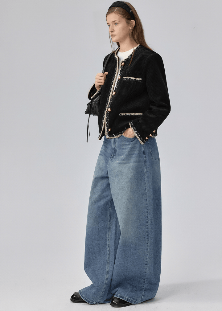 BRAIDED TRIM CORDUROY JACKET - ANLEM