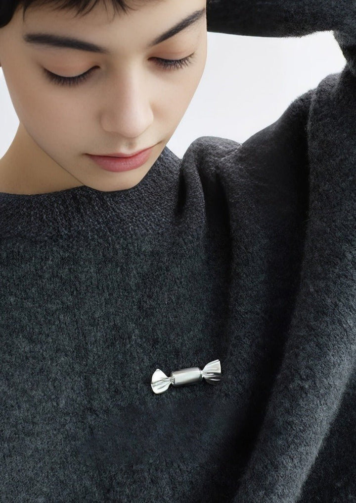 BRUSHED SILVER CANDY BROOCH - ANLEM
