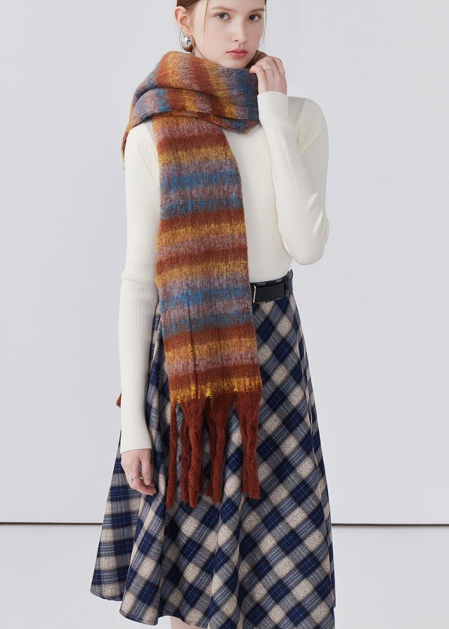 BRUSHED TASSEL PLAID SCARF - ANLEM