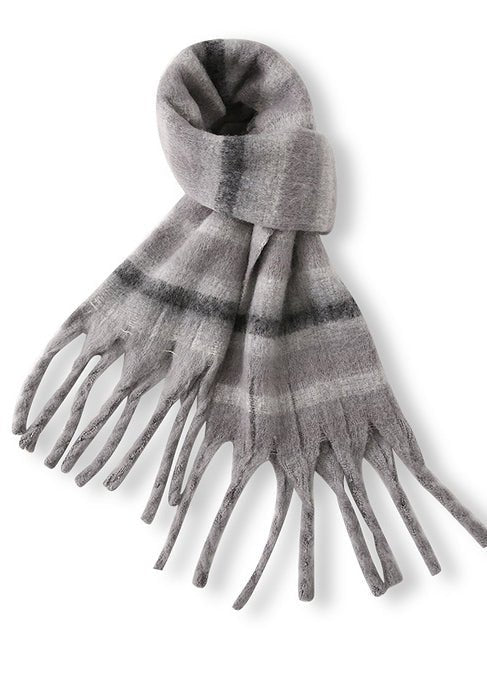 BRUSHED TASSEL PLAID SCARF - ANLEM