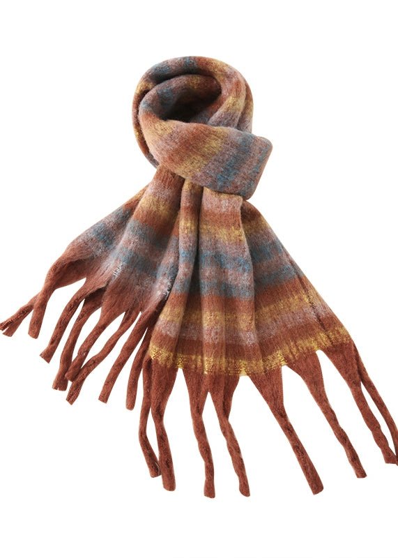 BRUSHED TASSEL PLAID SCARF - ANLEM