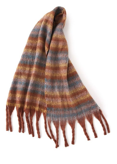 BRUSHED TASSEL PLAID SCARF - ANLEM