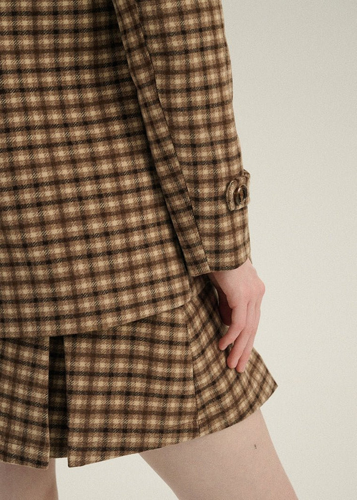 CHECKED BLAZER AND SKIRT - ANLEM