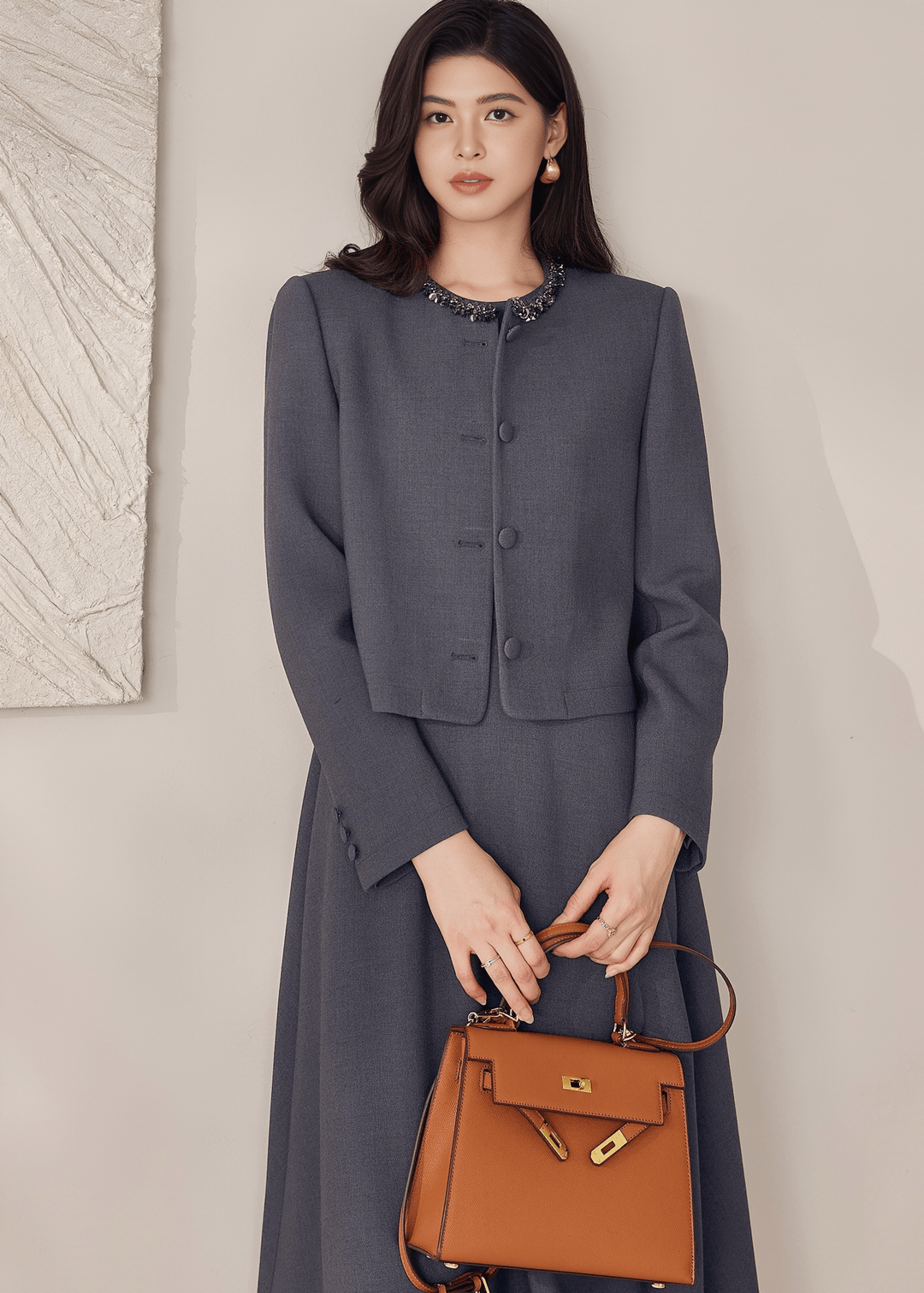 CHIC COLLARLESS JACKET&DRESS - ANLEM
