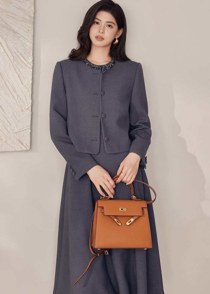 CHIC COLLARLESS JACKET&DRESS - ANLEM