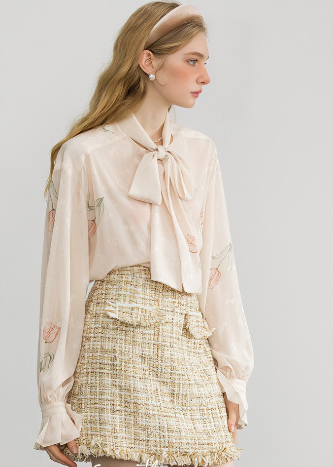 CHIFFON LACE UP WEAR SHIRT - ANLEM