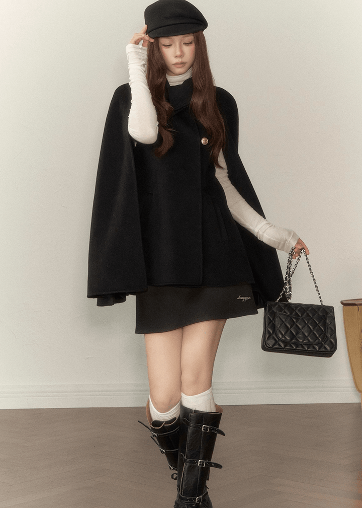 CLASSIC ASYMMETRIC CAPE COAT - ANLEM