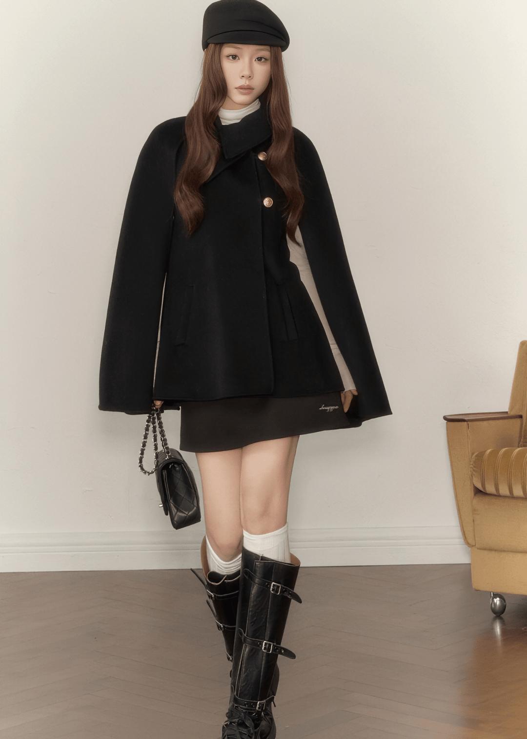 CLASSIC ASYMMETRIC CAPE COAT - ANLEM