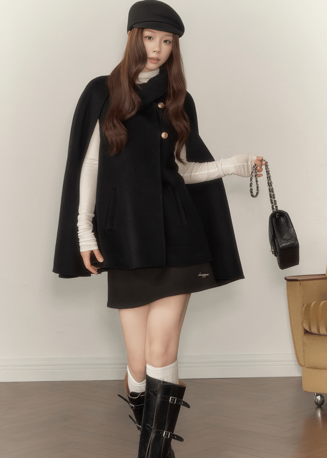 CLASSIC ASYMMETRIC CAPE COAT - ANLEM